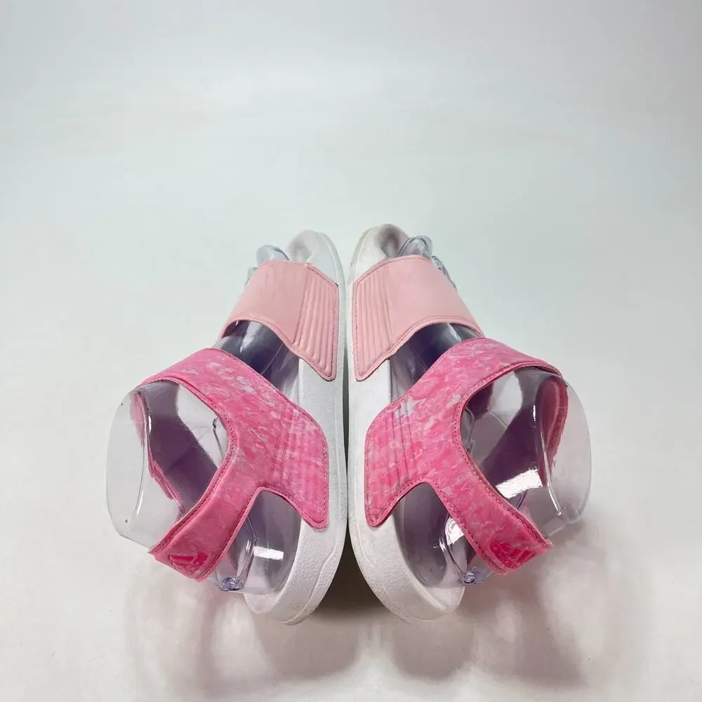 adidas Adilette Pink Fusion White Strappy Adjustable Straps Sandals Youth Size 4